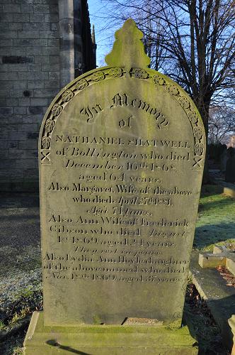 Nathaniel & Margaret Shatwell grave, St. John's churchyard, Bollington