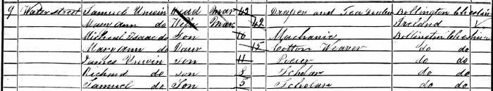 Samuel UNWIN family, 1851 census