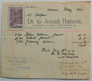 Bill to Mr Cooper from Joseph Hamson in 1916