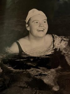 Brenda Sherratt completing a long distance swim Brenda Sherratt completing a long distance swim